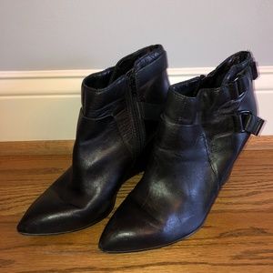 Nine West Black Leather Wedge Booties